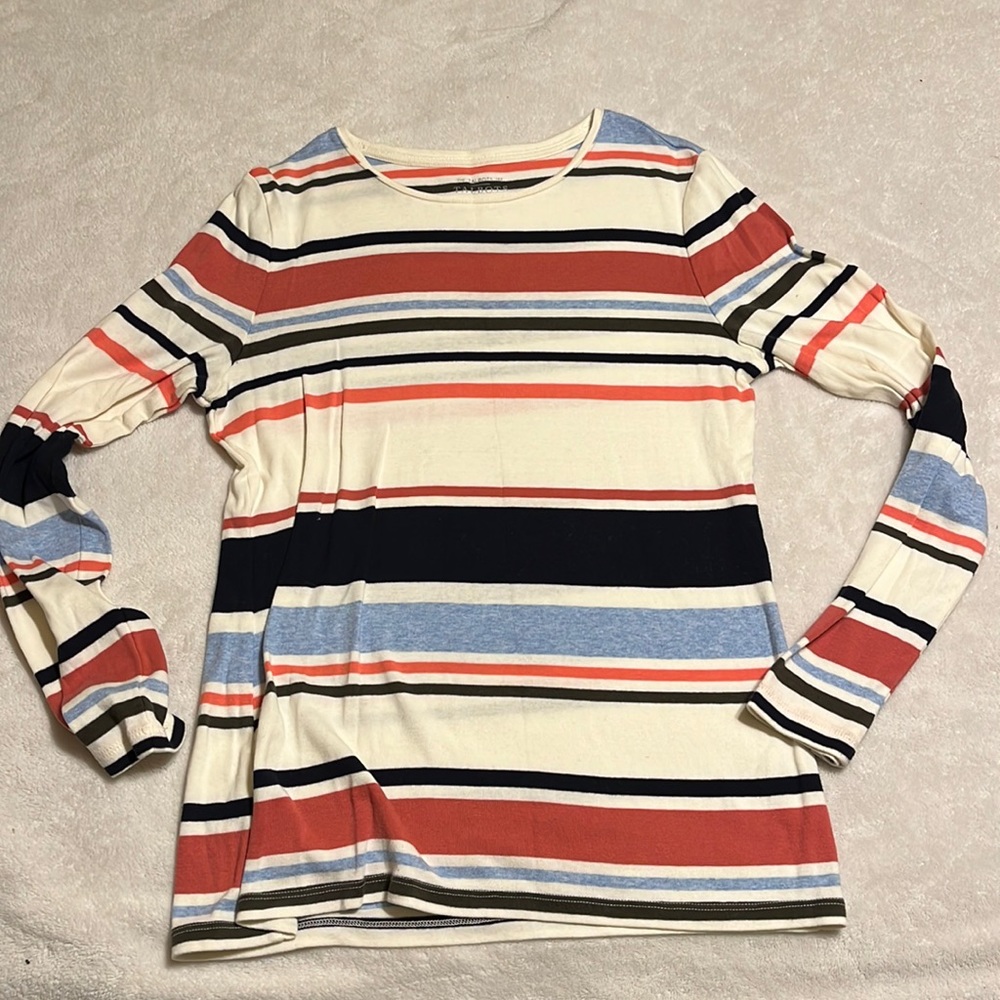 Talbots tee, striped 100% cotton long sleeve